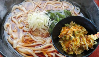 かけうどん　＋　ミニ天丼　（冷／温）